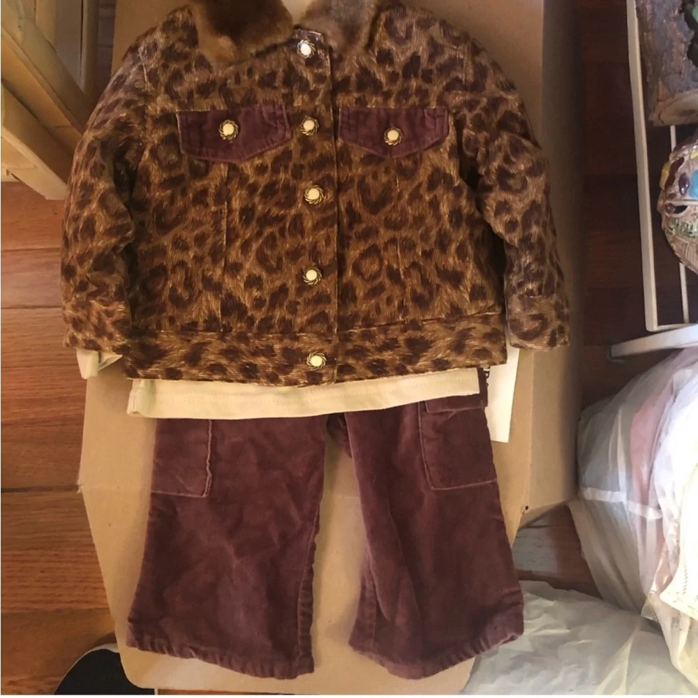 Leopard print baby 3 piece outfit vintage NWT 12 M  Cutest baby outfit ever seen